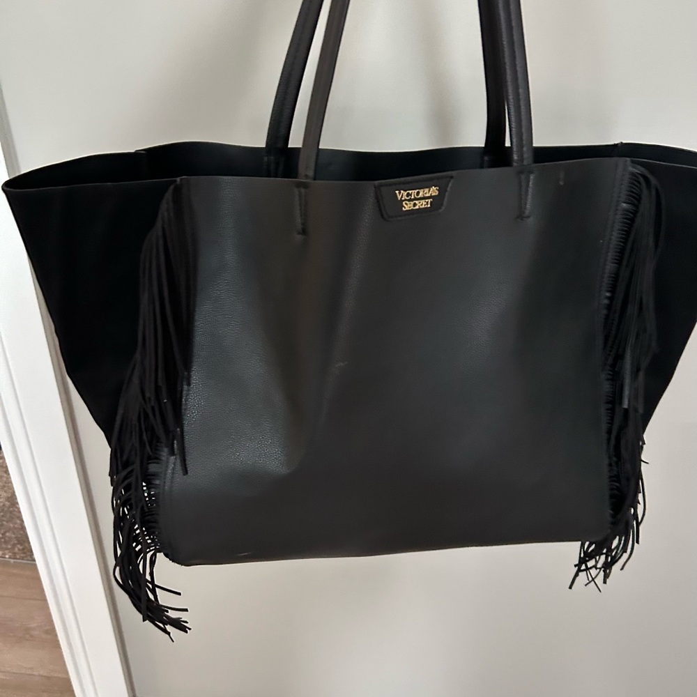 Victoria's Secret Black Fringe Tote Bag